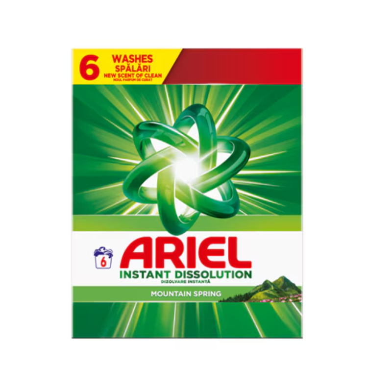 Detergent Automat Pudra - Ariel Instant Dissolution Mountain Spring, 6 spalari, 390 g