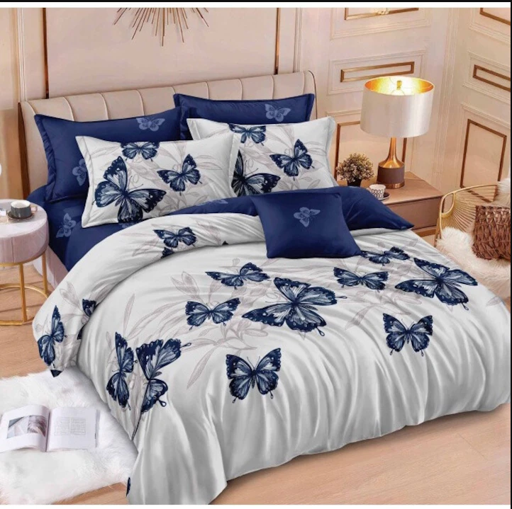 Lenjerie de pat 6 piese cu fluturi albastri