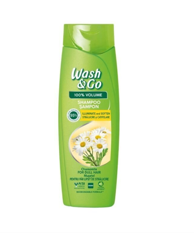 Wash&Go 100% Volume Chamomile sampon cu extract de musetel, 360 ml