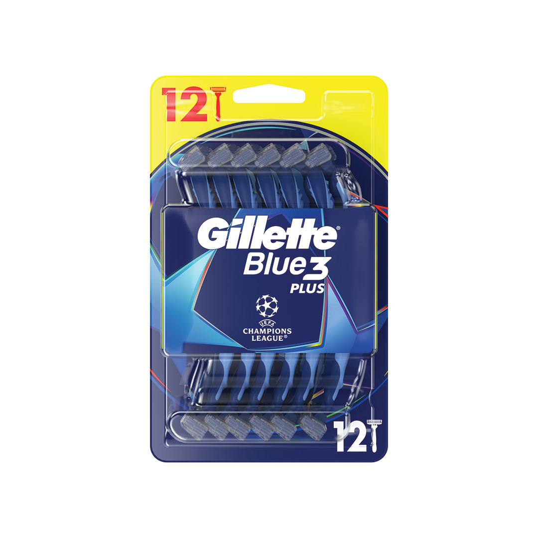 Aparat de ras de unica folosinta GILLETTE Blue3 Plus Comfort cu 3 lame si banda lubrifianta, 12 bucati